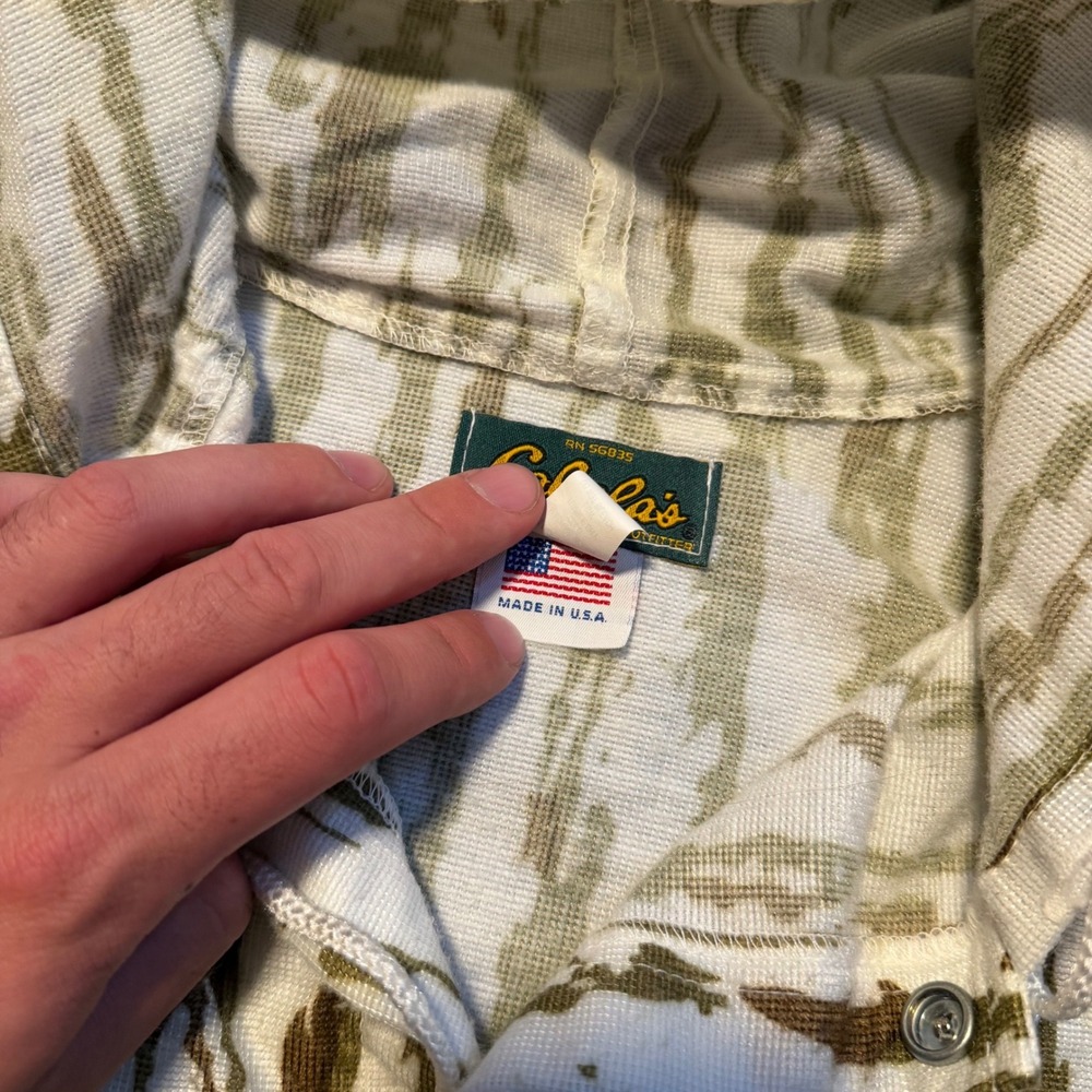 VTG 90s Cabelas Snow Tree Bark Camo Hooded Jacket Mens S/L USA Made Whitetail - Picture 5 of 7